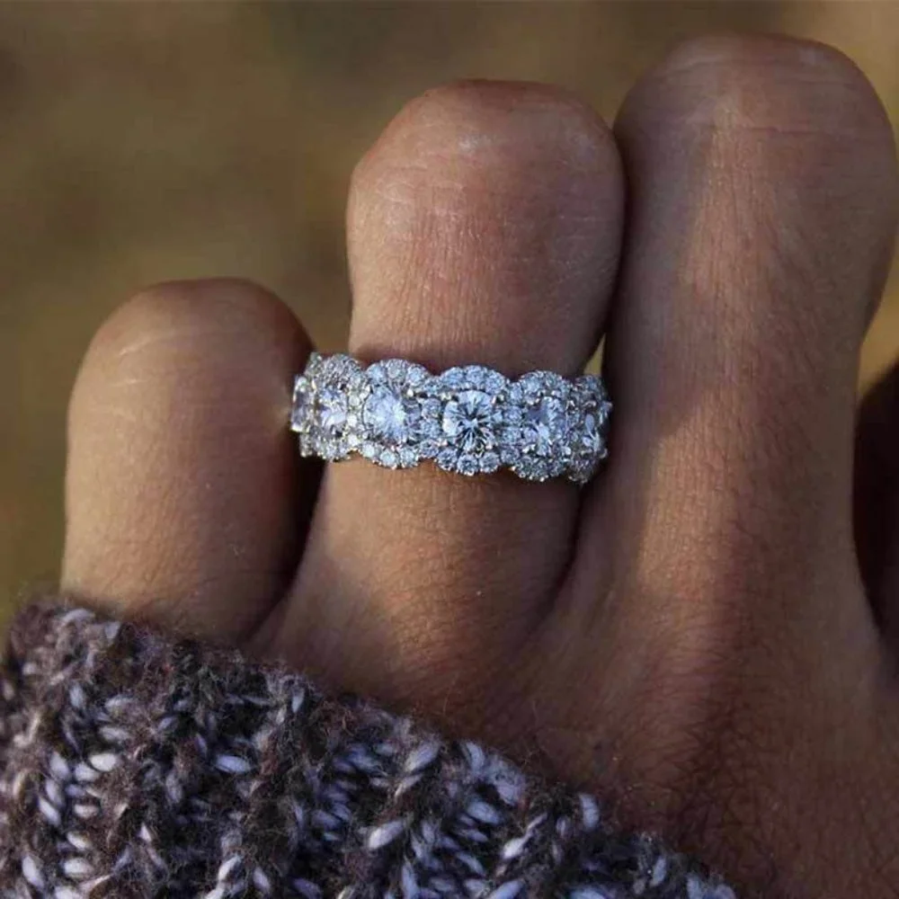 💝 Super Dainty Flower CZ Garland Silver Ring for Women, VIP491